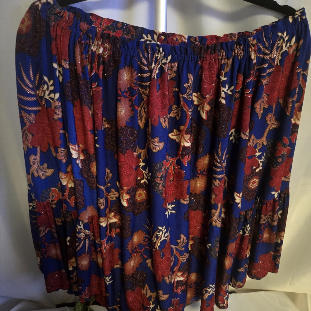 ACEsory 1X Statement Off Shoulder Boho Blouse Floral Ruffle Peasant Top Plus